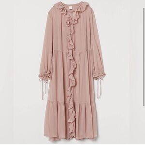 H&M Tiered Wide-Cut Dress Dusty Pink